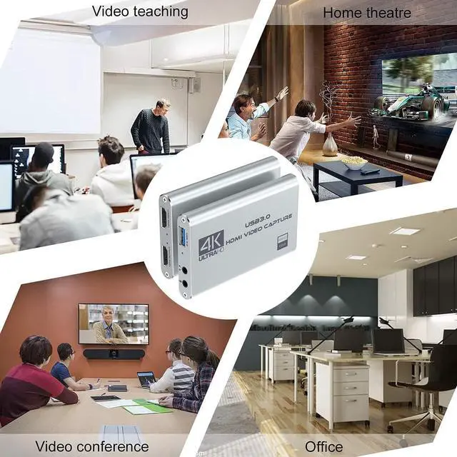 Alt view image 6 of 6 - 4K Audio Video Capture Card, USB 3.0 HDMI Video Capture Device, Full HD 1080P for Game Recording, Live Streaming Broadcasting Silver