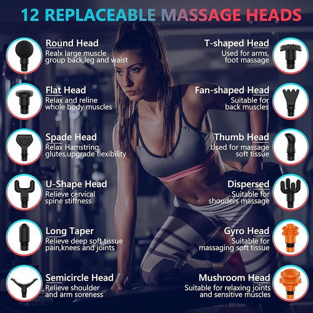 Alt view image 6 of 7 - Massage Gun Deep Tissue,Percussion Back Neck Head Handheld Massager Gun for Athletes,Muscle Massage Gun for Pain Relief with 30 Speeds