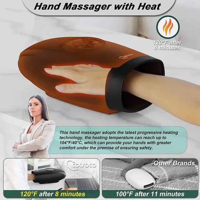 Alt view image 7 of 7 - COTSOCO Electric Hand Massager - Cordless Hand Massager for Arthritis and Carpal Tunnel, 6 Levels Hand Therapy with Heat and Compression, Hand and Wrist Massager Machine for Pain Relief