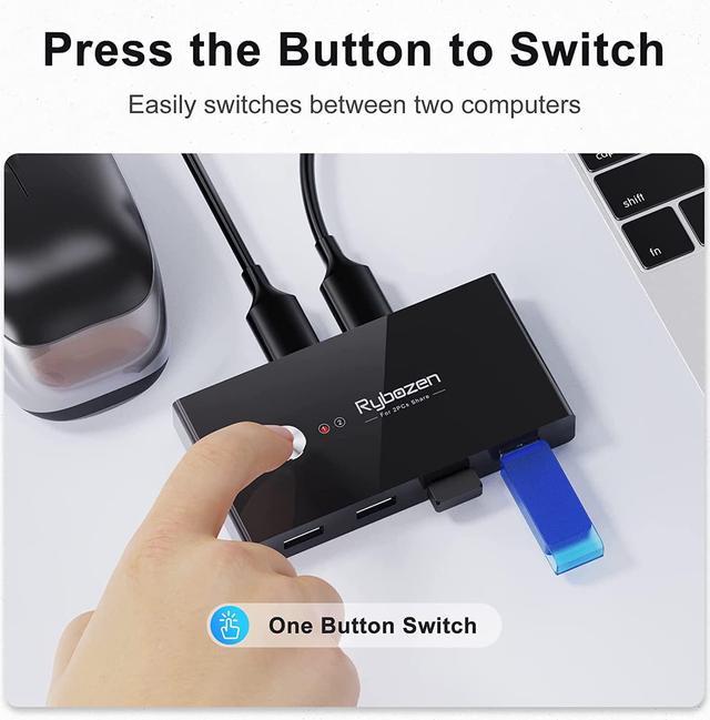 Rybozen USB 3.0 Switch Selector, 4 Port KVM Switches USB Hub