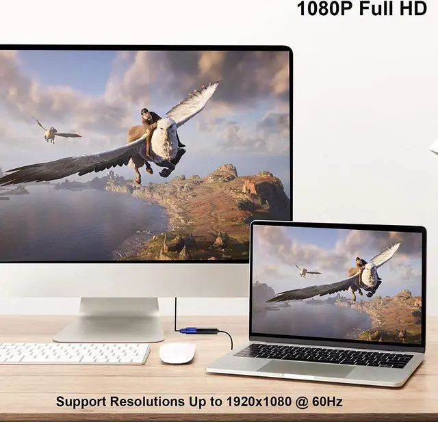 Alt view image 5 of 7 - HDMI to VGA Adapter, Gold-Plated HDMI Converter (Male to Female) Compatible for Computer, Desktop, Laptop, PC, Monitor, Projector, HDTV, Chromebook, Raspberry Pi, Roku, Xbox and More