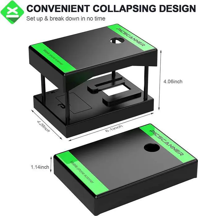 Alt view image 3 of 7 - Rybozen Mobile Film and Slide Scanner, Lets You Scan and Play with Old 35mm Films & Slides Using Your Smartphone Camera, Fun Toys and Gifts with LED Backlight, Rugged Plastic Folding Scanner