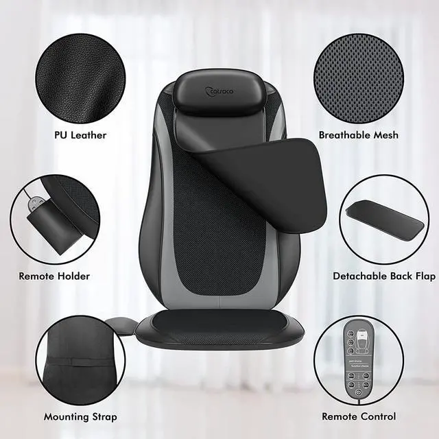 Alt view image 4 of 7 - Cotsoco Shiatsu Massage Cushion with Heat, Full Back Massager with Vibration,Deep Kneading Rolling Massage Chair Pad for Waist,Hips,Muscle Pain Relief,Use at Home/Office