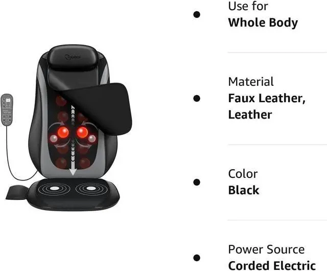 Alt view image 7 of 7 - Cotsoco Shiatsu Massage Cushion with Heat, Full Back Massager with Vibration,Deep Kneading Rolling Massage Chair Pad for Waist,Hips,Muscle Pain Relief,Use at Home/Office