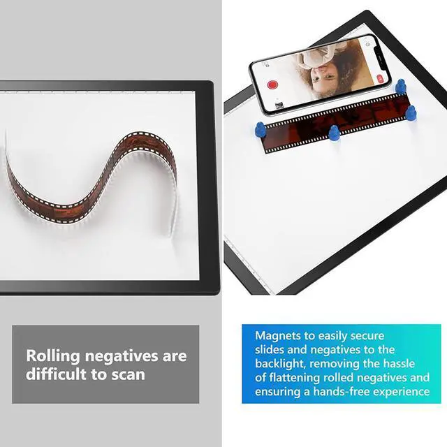 Alt view image 2 of 6 - Rybozen Magnetic Slide Viewer Light Box Backlight Hands-Free Ultra-Thin Ultimate Brightness for Photo Slides and Film Negative Scanning, Drawing(Includes USB Adapter)