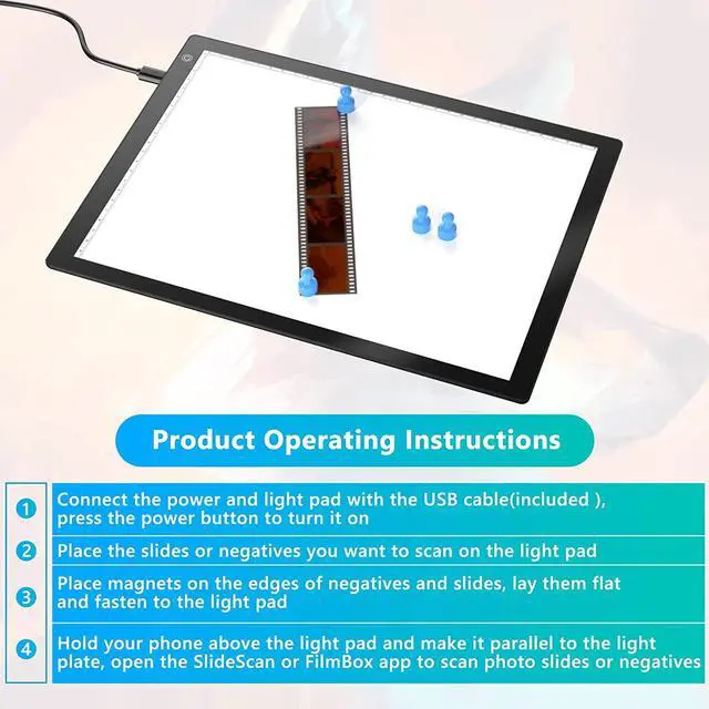 Alt view image 5 of 6 - Rybozen Magnetic Slide Viewer Light Box Backlight Hands-Free Ultra-Thin Ultimate Brightness for Photo Slides and Film Negative Scanning, Drawing(Includes USB Adapter)