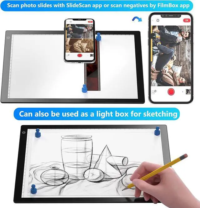 Alt view image 6 of 6 - Rybozen Magnetic Slide Viewer Light Box Backlight Hands-Free Ultra-Thin Ultimate Brightness for Photo Slides and Film Negative Scanning, Drawing(Includes USB Adapter)