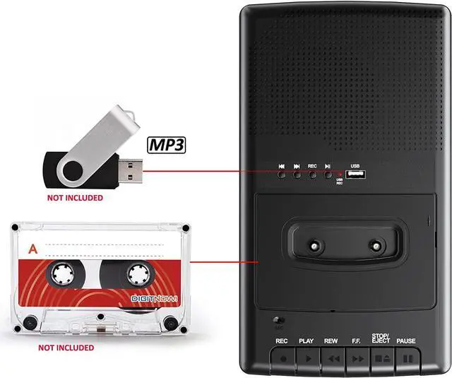 Alt view image 2 of 7 - Rybozen Portable Cassette Player, Walkman Tape Cassettes Converter MP3 with USB Player, Captures U Disk Audio Files,Headphone/Microphone Jack