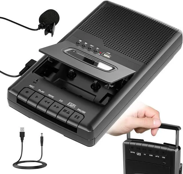 Alt view image 5 of 7 - Rybozen Portable Cassette Player, Walkman Tape Cassettes Converter MP3 with USB Player, Captures U Disk Audio Files,Headphone/Microphone Jack