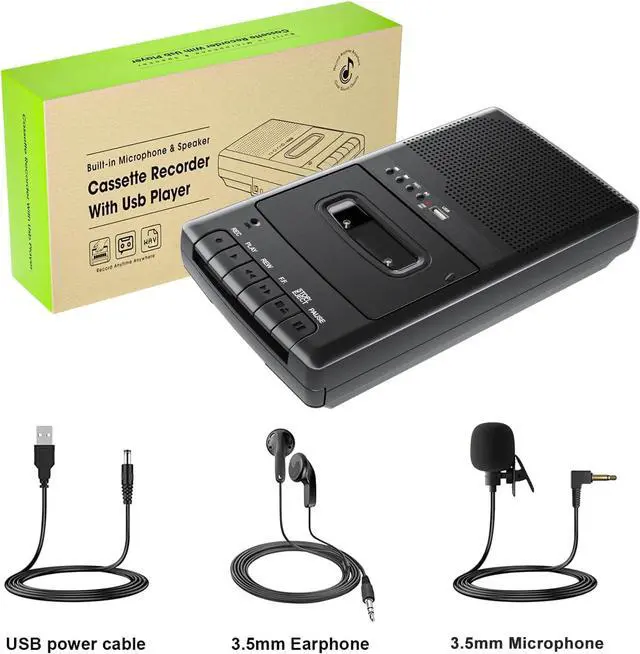 Alt view image 7 of 7 - Rybozen Portable Cassette Player, Walkman Tape Cassettes Converter MP3 with USB Player, Captures U Disk Audio Files,Headphone/Microphone Jack