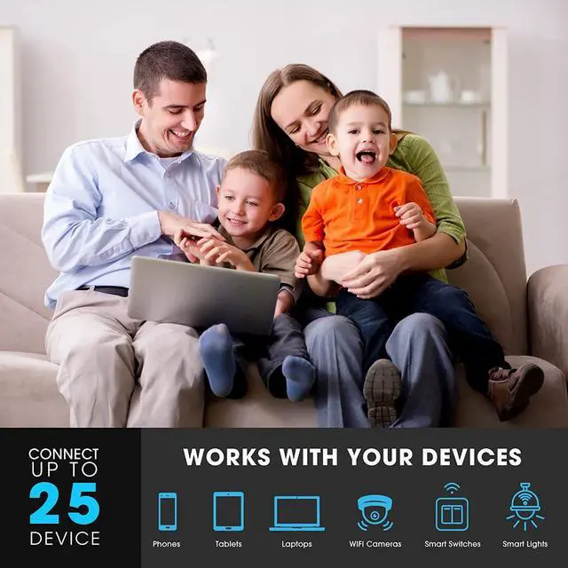 Alt view image 6 of 7 - WiFi Range Extender, WiFi Signal Booster Up to 2640sq.ft and 30 Devices,  Wireless Internet Repeater, Long Range Amplifier with Ethernet Port, 1-Tap Setup, Access Point, Alexa Compatible