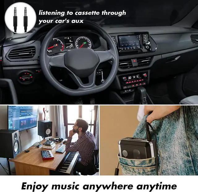 Alt view image 5 of 6 - Rybozen Cassette Player, Portable USB Cassette to MP3 Converter, Walkman Audio Music Cassette Tape to Digital Converter Player with Earphones, No PC Required, Black