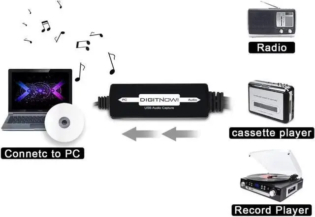 Alt view image 2 of 6 - USB Audio Capture Card Grabber for Vinyl Cassette Tapes to Digital MP3 Converter, Support Mac & Windows 10/8.1/8 / 7 / Vista/XP