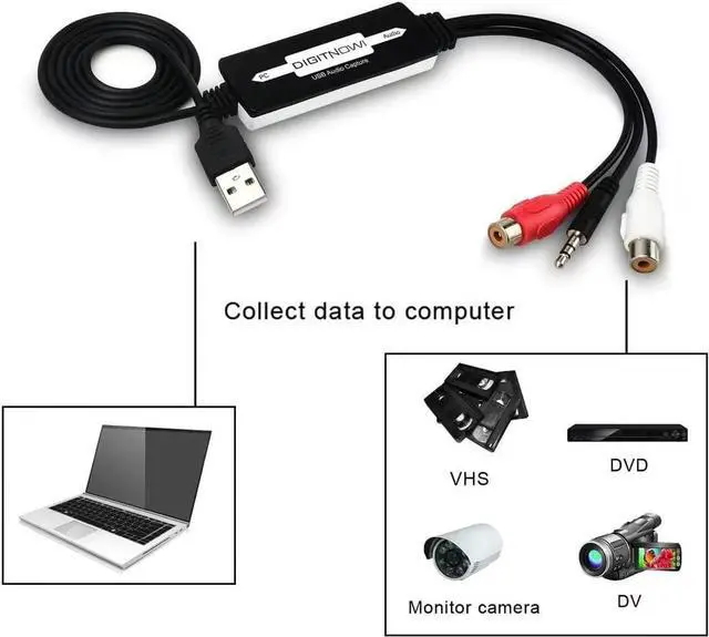 Alt view image 6 of 6 - USB Audio Capture Card Grabber for Vinyl Cassette Tapes to Digital MP3 Converter, Support Mac & Windows 10/8.1/8 / 7 / Vista/XP