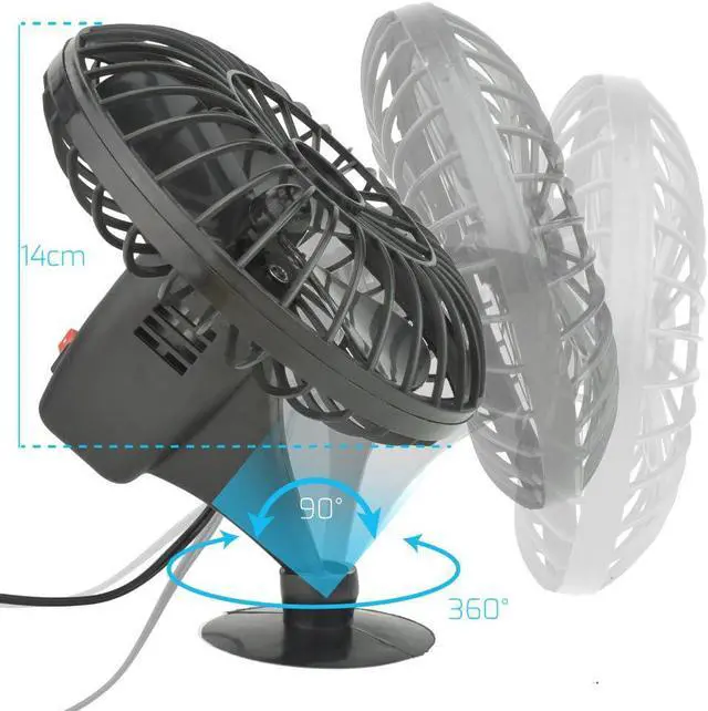 Alt view image 3 of 6 - Rybozen Speedless Oscillating Fan Ventilation Electric Car Seat Fans