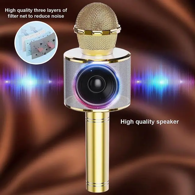 Alt view image 2 of 7 - Wireless Bluetooth Karaoke Microphone 2 Pack, 4-in-1 Handheld Mic Speaker for Singing, Karaoke Machine for Phone Android PC, Great Birthday Gifts for Girls Kids Adults for Party,Home KTV
