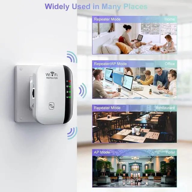Alt view image 6 of 6 - Rybozen WiFi Range Extender, Supports Repeater/AP/WPS, Up to 2640sq.ft WiFi Extender, 2.4G High Speed Wireless WiFi Repeater with Integrated Antennas Ethernet Port, 360° Full WiFi Coverage