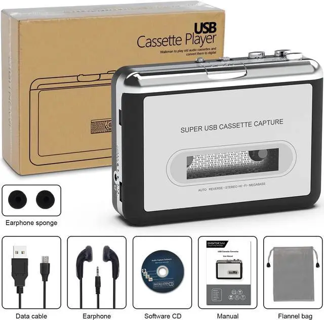 Alt view image 3 of 7 - Cassette Tape To CD Converter Via USB,Portable Cassette Player Capture Audio Music Compatible With Laptop and Personal Computer, Convert Walkman Tape To MP3 Format