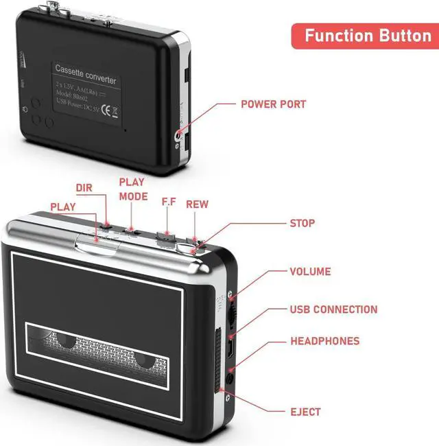 Alt view image 4 of 6 - Rybozen Cassette Player, Portable Walkman & Convert Cassette Tapes to MP3 Converter, New Software (AudioLAVA)