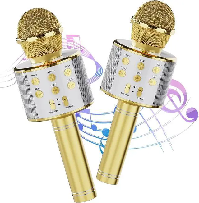 Main image of Wireless Bluetooth Karaoke Microphone 2 Pack, 4-in-1 Handheld Mic Speaker for Singing, Karaoke Machine for Phone Android PC, Great Birthday Gifts for Girls Kids Adults for Party,Home KTV