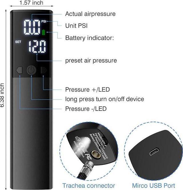 Alt view image 2 of 6 - Electric Ball Pump, Portable Automatic Air Pump Fast Ball Inflation with Accurate Pressure Gauge and Digital LCD Display for Basketball Football Soccer Volleyball (2 Pin and 1 Spout)