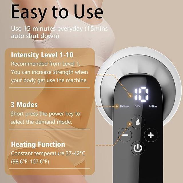 Alt view image 2 of 6 - Cellulite Massager - Professional Body Sculpting Machine, Cordless Handheld Body Cellulite Remover for Belly, Fat, Waist, Leg, Butt, Arm (White)