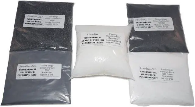 Main image of Rock Tumbler Grit for 15 Pound Tumbler with 1 Pound Plastic Buffering Pellets