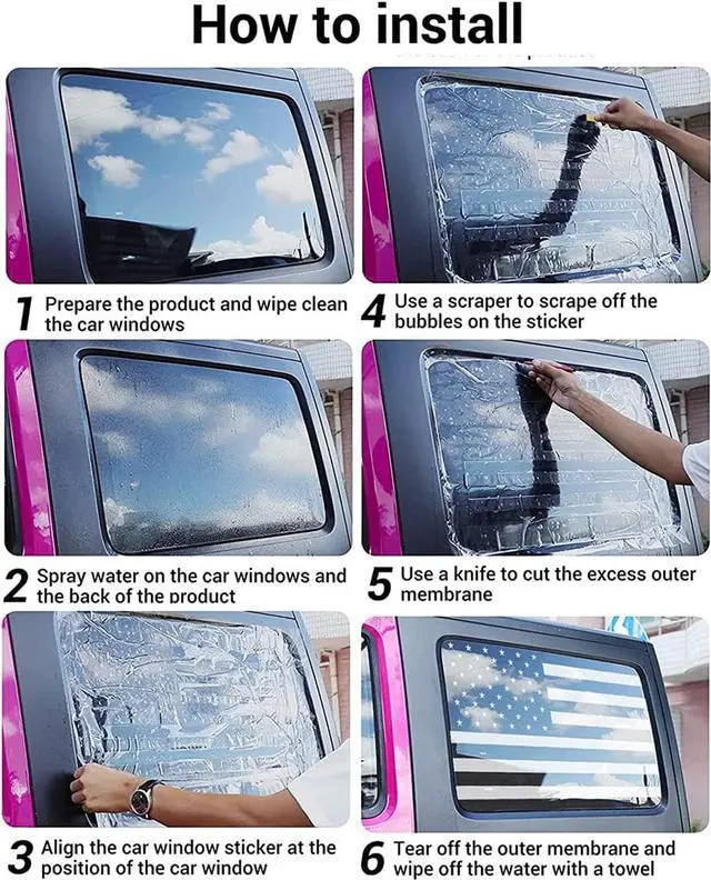 Alt view image 7 of 7 - Acaigel 2pc American Flag Window Decal Sticker Matte Black For 2003-2009 Toyota 4RUNNER