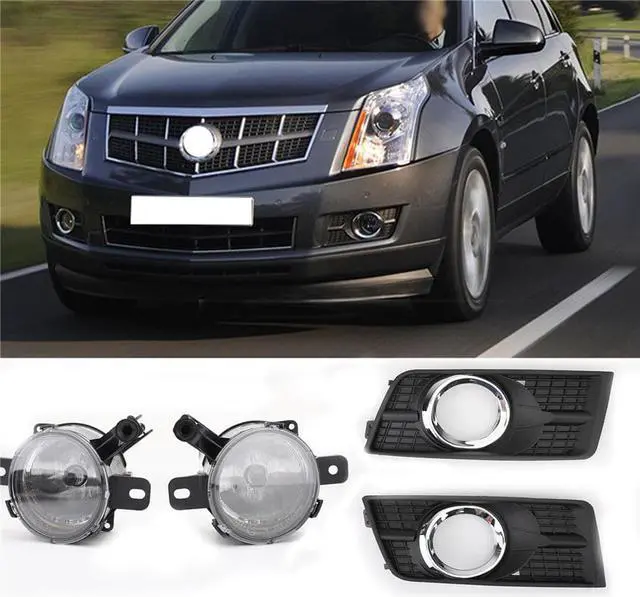 Alt view image 6 of 7 - Paiying 2x SUV Front Bumper Fog Light Bulbs Cover Bezel Trim For Cadillac SRX 2010-2016