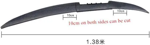 Alt view image 2 of 7 - Acaigel Adjustable 47" to 54" Car Rear Lip Spoiler Blade Wing Glossy Carbon Fiber Color