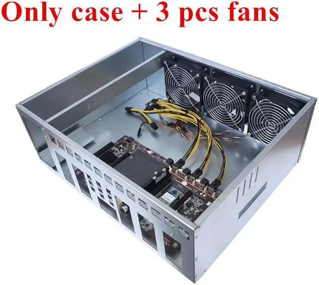 Alt view image 7 of 7 - FYUU 5 GPU Server Case with 3 Fans Frame Mining Rig House Machine Platform For X79 Motherboard ETH