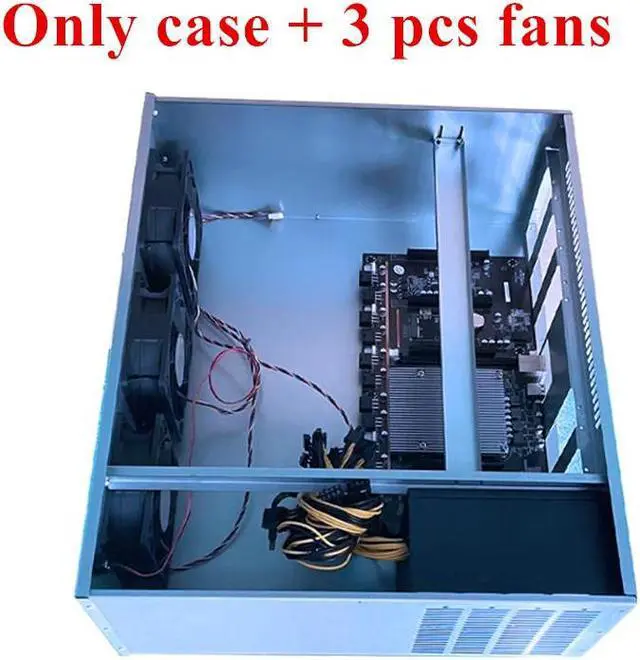 Alt view image 6 of 7 - FYUU 5 GPU Server Case with 3 Fans Frame Mining Rig House Machine Platform For X79 Motherboard ETH