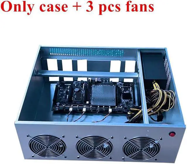 Alt view image 5 of 7 - FYUU 5 GPU Server Case with 3 Fans Frame Mining Rig House Machine Platform For X79 Motherboard ETH