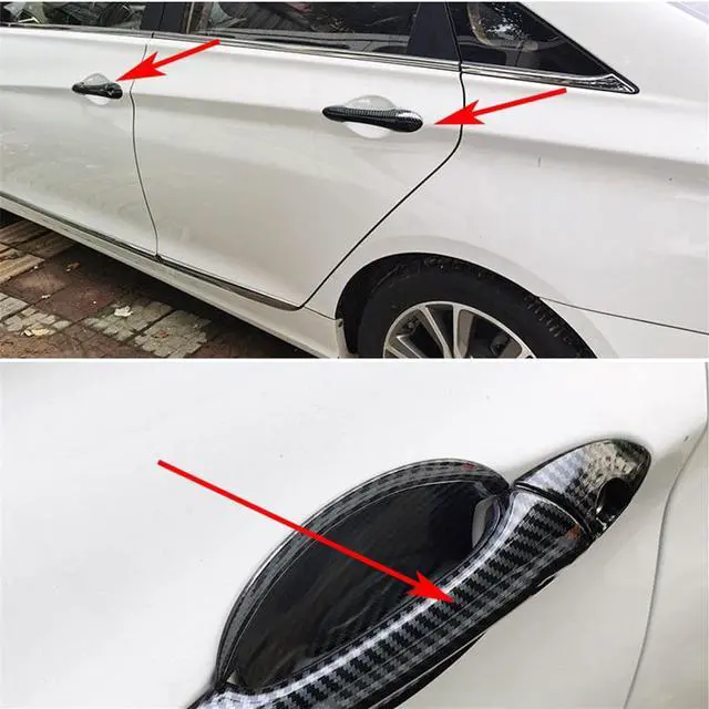 Alt view image 2 of 7 - Acaigel Carbon Fiber Look Exterior Door Handle Cover Trim For 2011-2014 Hyundai Sonata