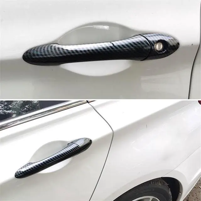 Alt view image 3 of 7 - Acaigel Carbon Fiber Look Exterior Door Handle Cover Trim For 2011-2014 Hyundai Sonata