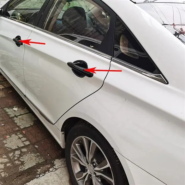 Alt view image 4 of 7 - Acaigel Carbon Fiber Look Exterior Door Handle Cover Trim For 2011-2014 Hyundai Sonata