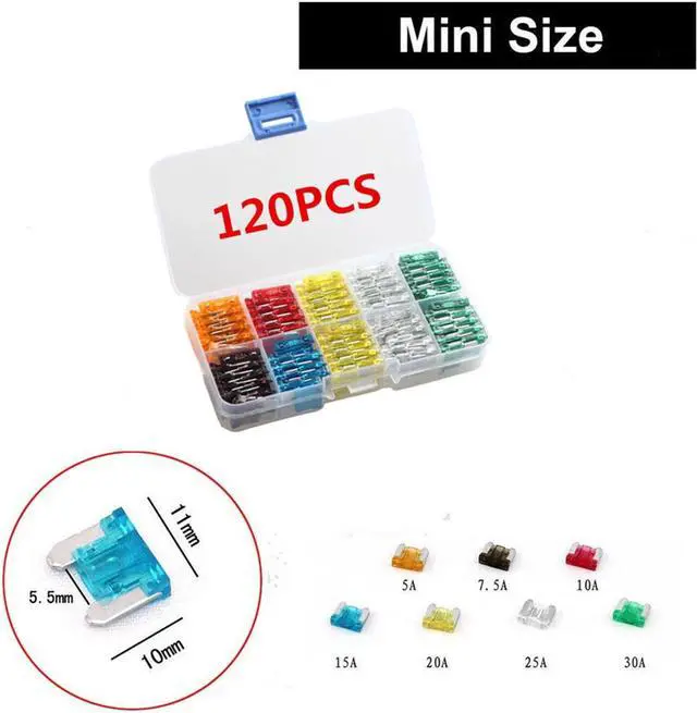 Alt view image 5 of 7 - Acaigel 120Pcs Mini Blade Fuse Assortment Set 5 7.5 10 15 20 25 30 Amp For Car Truck SUV