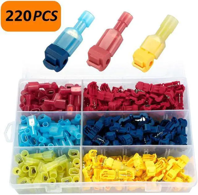 Alt view image 2 of 5 - Paiying 220 Pcs T-Tap Electrical Wire Crimp Terminals Quick Splice Cable Connectors Kit
