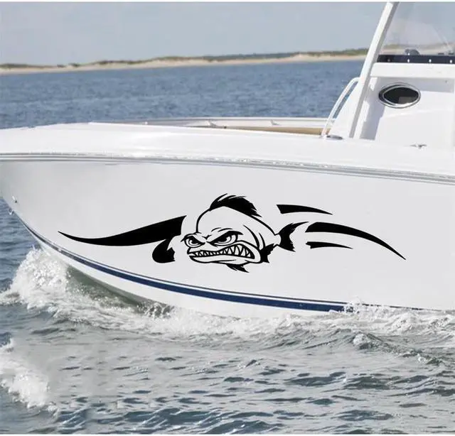 Alt view image 4 of 5 - Furulu White Fish Boat Stickers Decal Vinyl Art Pattern Cruise Body Stickers Waterproof