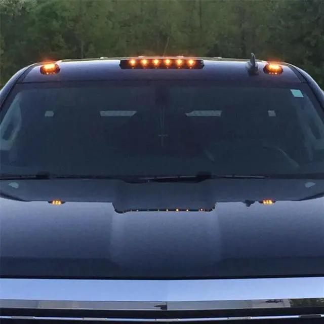 Alt view image 6 of 7 - 3x Full Amber LED Cab Roof Marker Light Assembly For Chevy GMC 2500HD 3500HD 07+