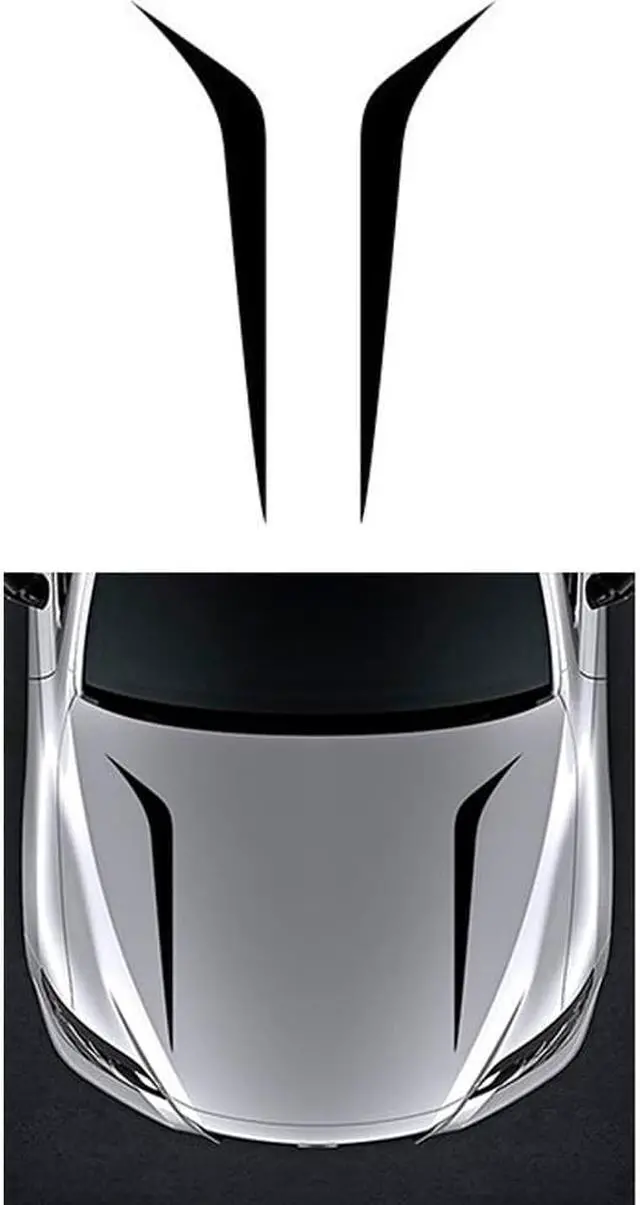 Alt view image 3 of 5 - 2Pcs 100cm x 26cm Black Racing Hood Stripes Decal Vinyl Stickers For Car SUV US