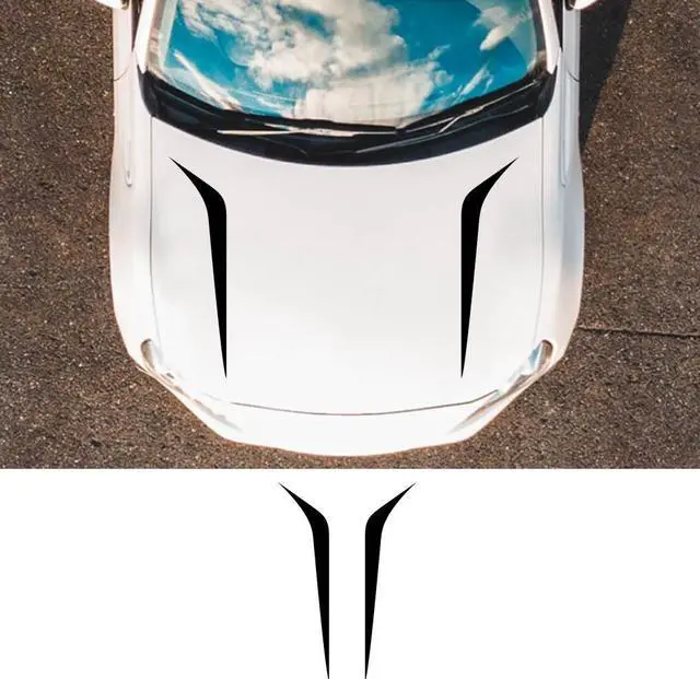 Alt view image 4 of 5 - 2Pcs 100cm x 26cm Black Racing Hood Stripes Decal Vinyl Stickers For Car SUV US