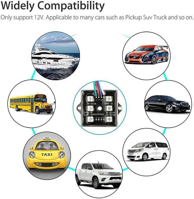 Alt view image 4 of 7 - Paiying 8pc 48LED LED Rock Lights Under Body LED Lighting Truck Bed Cargo Lights Atmosphere Light RGB RF Remote Control Waterproof