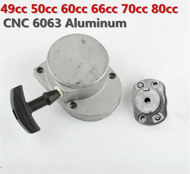 Alt view image 3 of 5 - Furulu CNC Alloy Pull Start Starter 49cc 50cc 60cc 66cc 70cc 80cc Motorized Bicycle Bike
