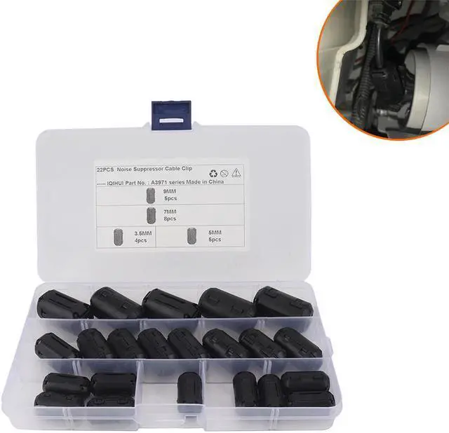 Alt view image 2 of 6 - 22PCS Snap on Ferrite Core Bead Choke Ring Cord RFI EMI Noise Suppressor Filter