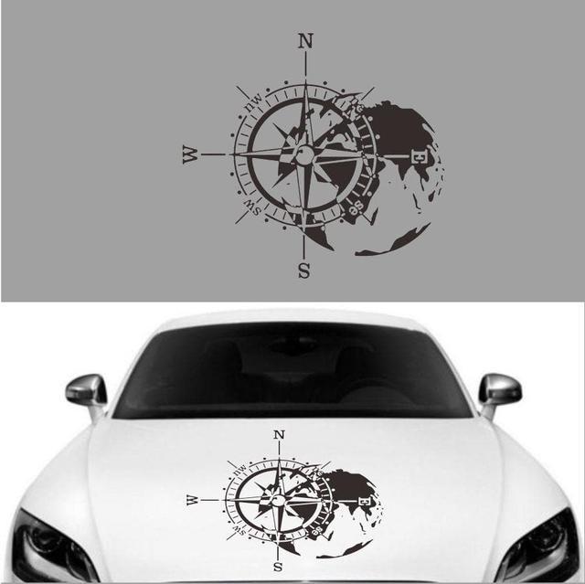 Hood car sticker compass totem Black Car Door Compass Decal Auto