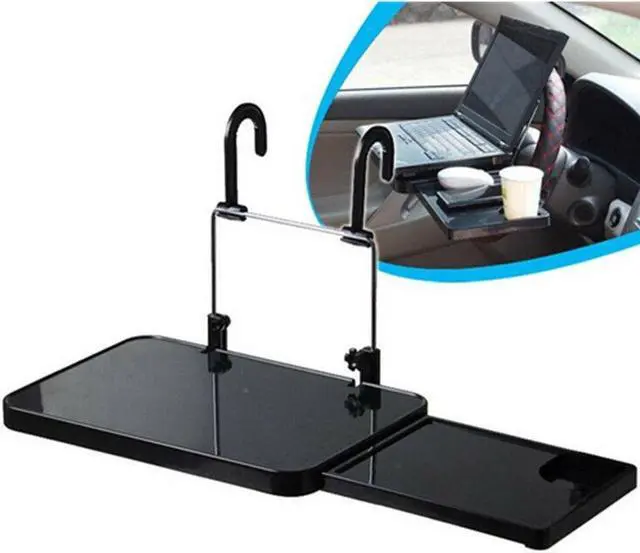 Alt view image 3 of 4 - Paiying Universal Foldable Car Steering Wheel Back Seat Tray Table Desk Mount with Drawer