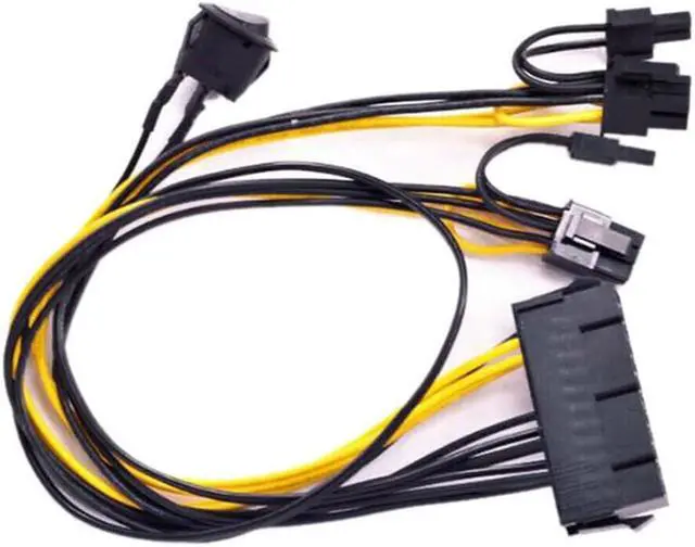 Alt view image 3 of 5 - ATX Power 24Pin to Dual 6+2 Pin 8 Pin with on Off Switch Cable PCIe 6Pin 8Pin Male to 24 Pin Female Power Supply Cable