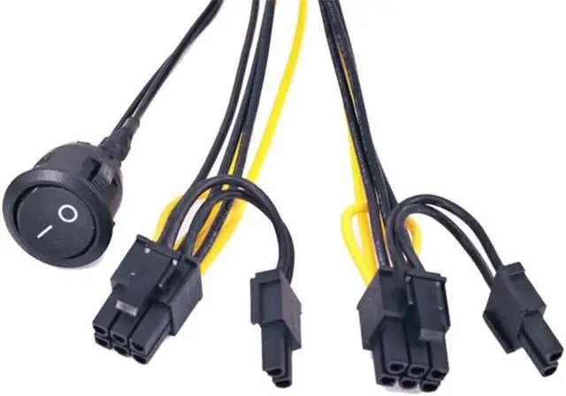Alt view image 4 of 5 - ATX Power 24Pin to Dual 6+2 Pin 8 Pin with on Off Switch Cable PCIe 6Pin 8Pin Male to 24 Pin Female Power Supply Cable