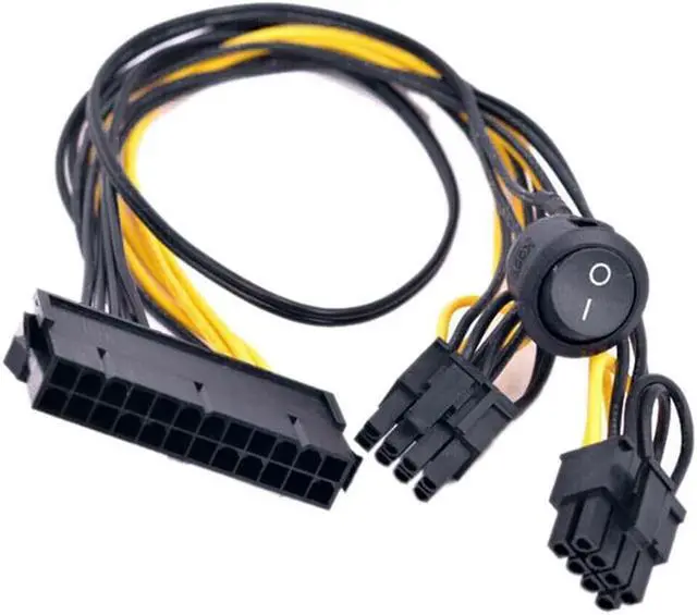 Alt view image 5 of 5 - ATX Power 24Pin to Dual 6+2 Pin 8 Pin with on Off Switch Cable PCIe 6Pin 8Pin Male to 24 Pin Female Power Supply Cable